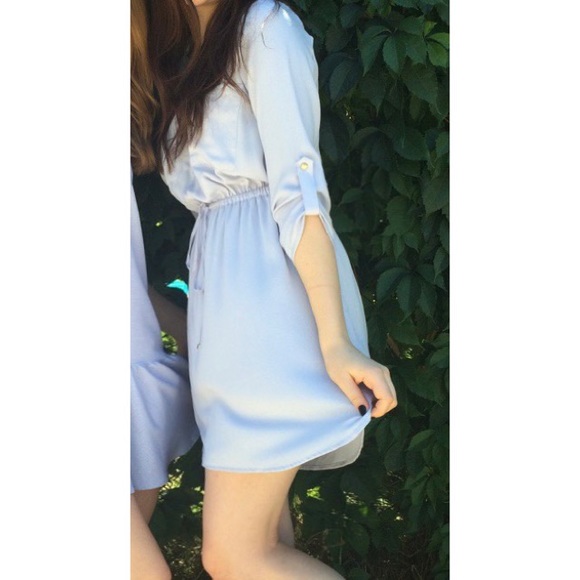 NWOT Dynamite Light Blue Shirt Dress with Zip - Picture 3 of 7